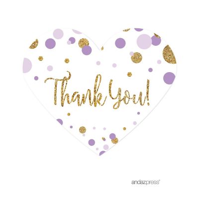 75 Lavender Mini Heart Label Thank You Image 1