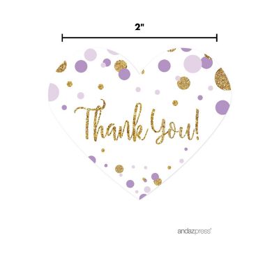 75 Lavender Mini Heart Label Thank You Image 2