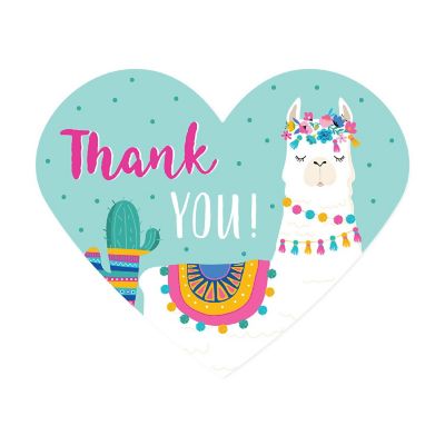 75 Llama/Cactus Heart Label Thank You Image 1