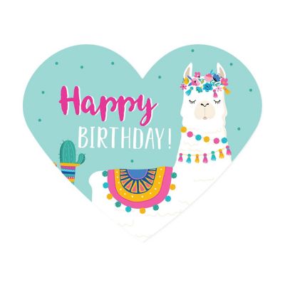 75 Llama Heart Label Happy Birthday Image 1