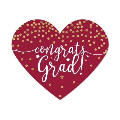 75 Maroon/Gold Heart Label Congrats Grad Image 1