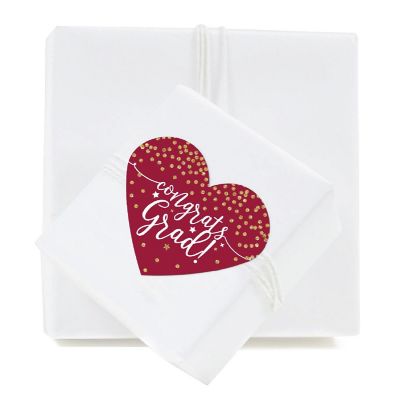75 Maroon/Gold Heart Label Congrats Grad Image 1