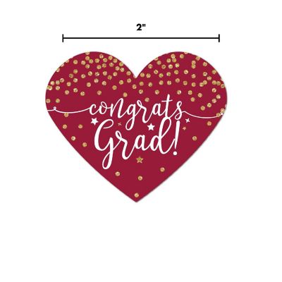 75 Maroon/Gold Heart Label Congrats Grad Image 2
