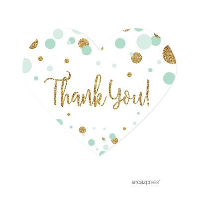 75 Mint Glitter Mini Heart Thank You Image 1