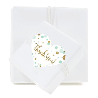 75 Mint Glitter Mini Heart Thank You Image 1