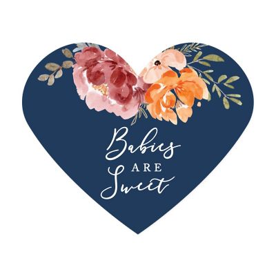 75 Navy Blu Heart Label Babies are Sweet Image 1