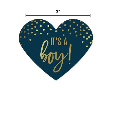 75 Navy Blue Dots Heart Label It's a Boy Image 2