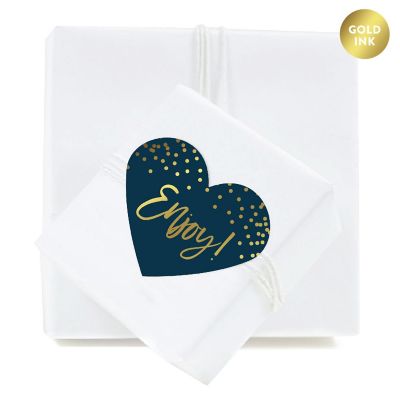 75 Navy/Gold Metallic Heart Label Enjoy! Image 1