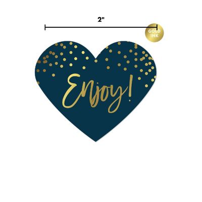 75 Navy/Gold Metallic Heart Label Enjoy! Image 2