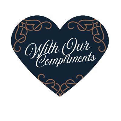 75 Navy Heart Label with Our Compliments Image 1