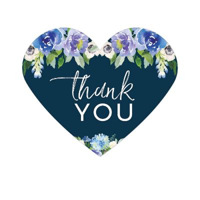 75 Navy Hydrangea Heart Label Thank You Image 1