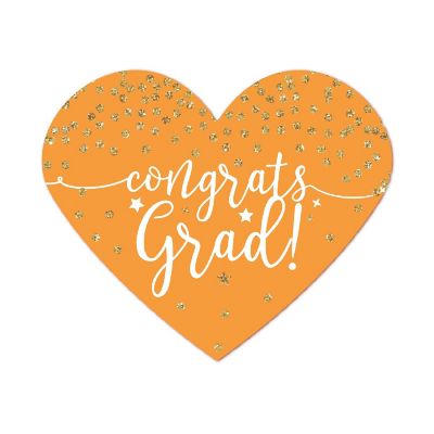 75 Orange/Gold Heart Label Congrats Grad Image 1