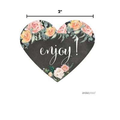 75 Peach Chalkboard Heart Label Enjoy! Image 2