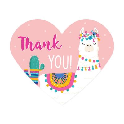 75 Peach Llama Heart Label Thank You Image 1