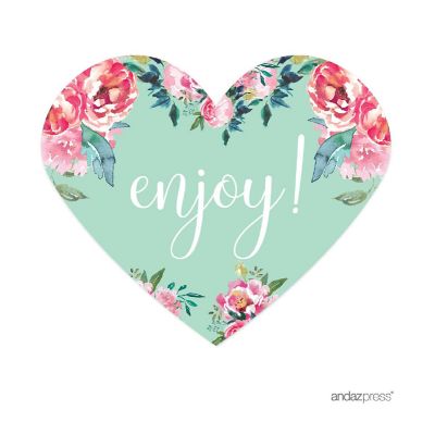 75 Peonies Flowers Heart Label Enjoy! Image 1