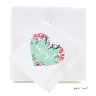 75 Peonies Flowers Heart Label Enjoy! Image 1