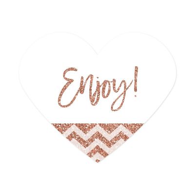 75 Rose Gold Glitter Heart Label Enjoy! Image 1
