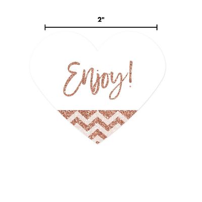 75 Rose Gold Glitter Heart Label Enjoy! Image 2