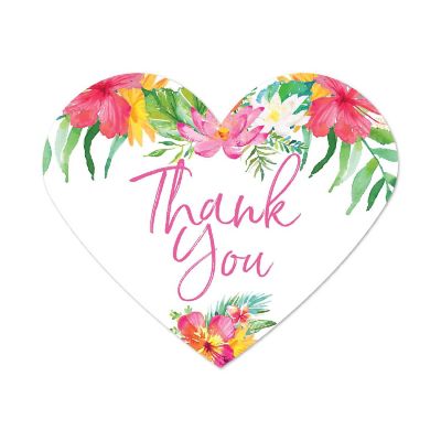 75 Tropical Heart Label Thank You Image 1
