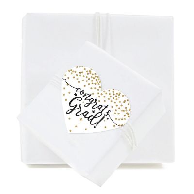 75 White/Gold Heart Label Congrats Grad! Image 1