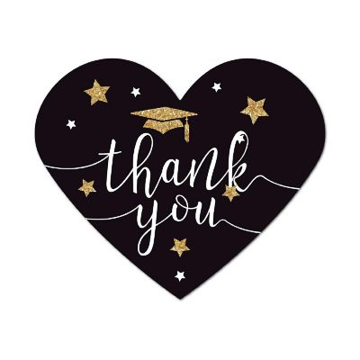 75PC Black/Gold Heart Label Thank You! Image 1