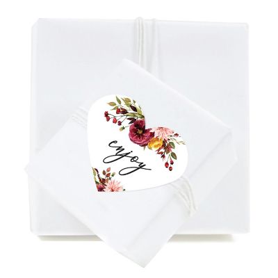 75PC Fall Marsala Heart Label Enjoy Image 1