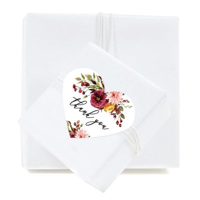 75PC Fall Marsala  Heart Label Thank You Image 1