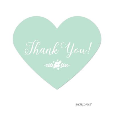 75PC Mint Mini Heart Label Thank You Image 1