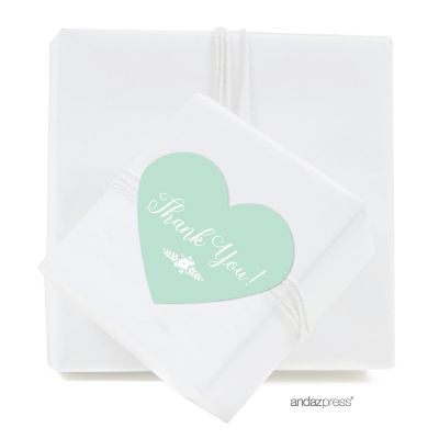 75PC Mint Mini Heart Label Thank You Image 1