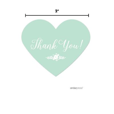 75PC Mint Mini Heart Label Thank You Image 2