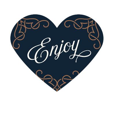 75PC Navy Art Deco Heart Label Enjoy! Image 1