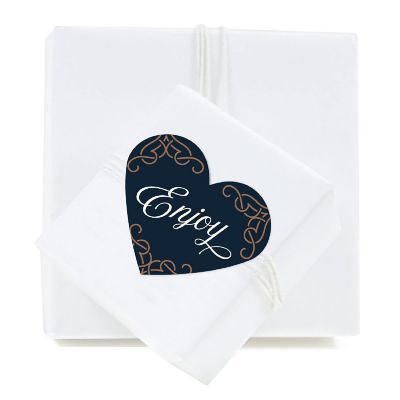75PC Navy Art Deco Heart Label Enjoy! Image 1