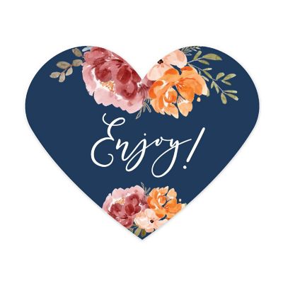 75PC Navy/Orange Heart Label Enjoy Image 1