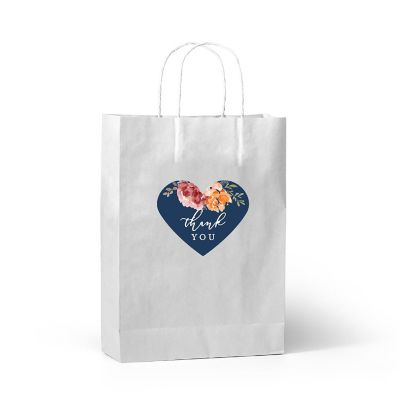 75PC Navy/Orange Heart Label Thank You Image 2