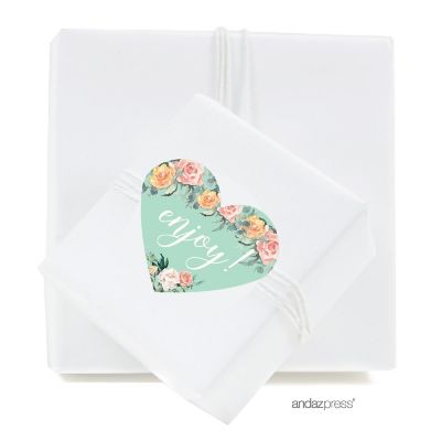 75PC Peach Mint Heart Label Enjoy! Image 1