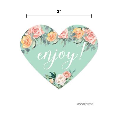 75PC Peach Mint Heart Label Enjoy! Image 2