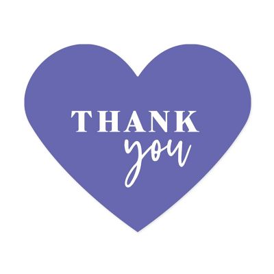 75PC Periwinkle Heart Label Thank You Image 1