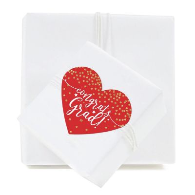 75PC Red/Gold Heart Label Congrats Grad! Image 1