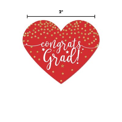 75PC Red/Gold Heart Label Congrats Grad! Image 2