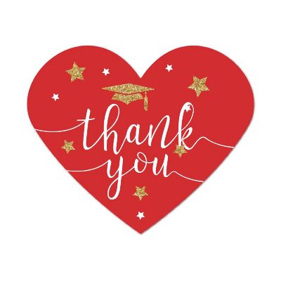 75PC Red/Gold Heart Label Thank You! Image 1