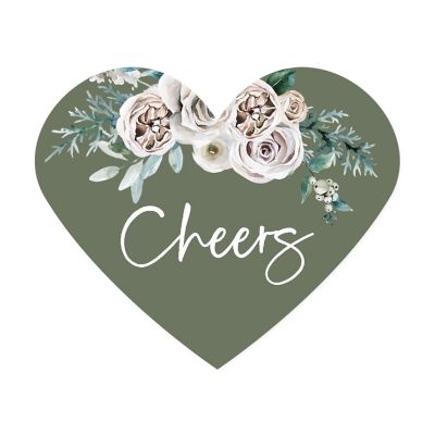 75PC Sage Green/Cream Heart Label Cheers Image 1