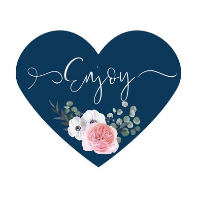 75PC Winter Navy Blue Heart Label Enjoy Image 1