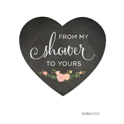 75PK Chalkboard Floral Heart Labels Image 1