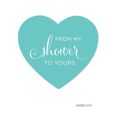 75PK From My Shower Blue Heart Labels Image 1