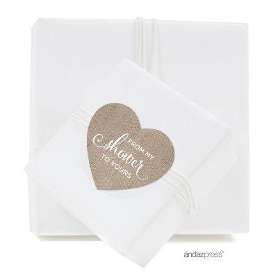 75PK From My Shower Burlap Heart Labels Image 1