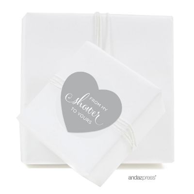 75PK From My Shower Gray Heart Labels Image 1