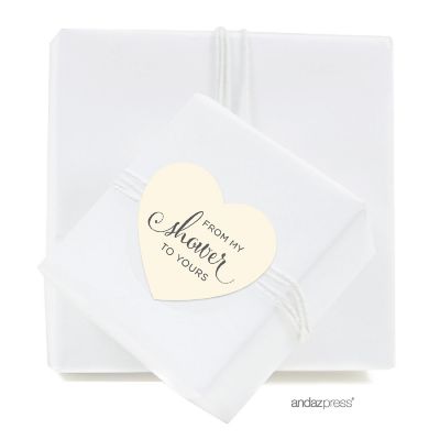 75PK From My Shower Ivory Heart Labels Image 1