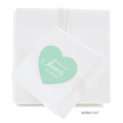 75PK From My Shower Mint Heart Labels Image 1