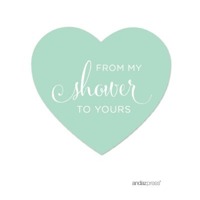 75PK From My Shower Mint Heart Labels Image 1