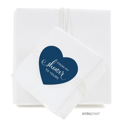 75PK From My Shower Navy Heart Labels Image 1